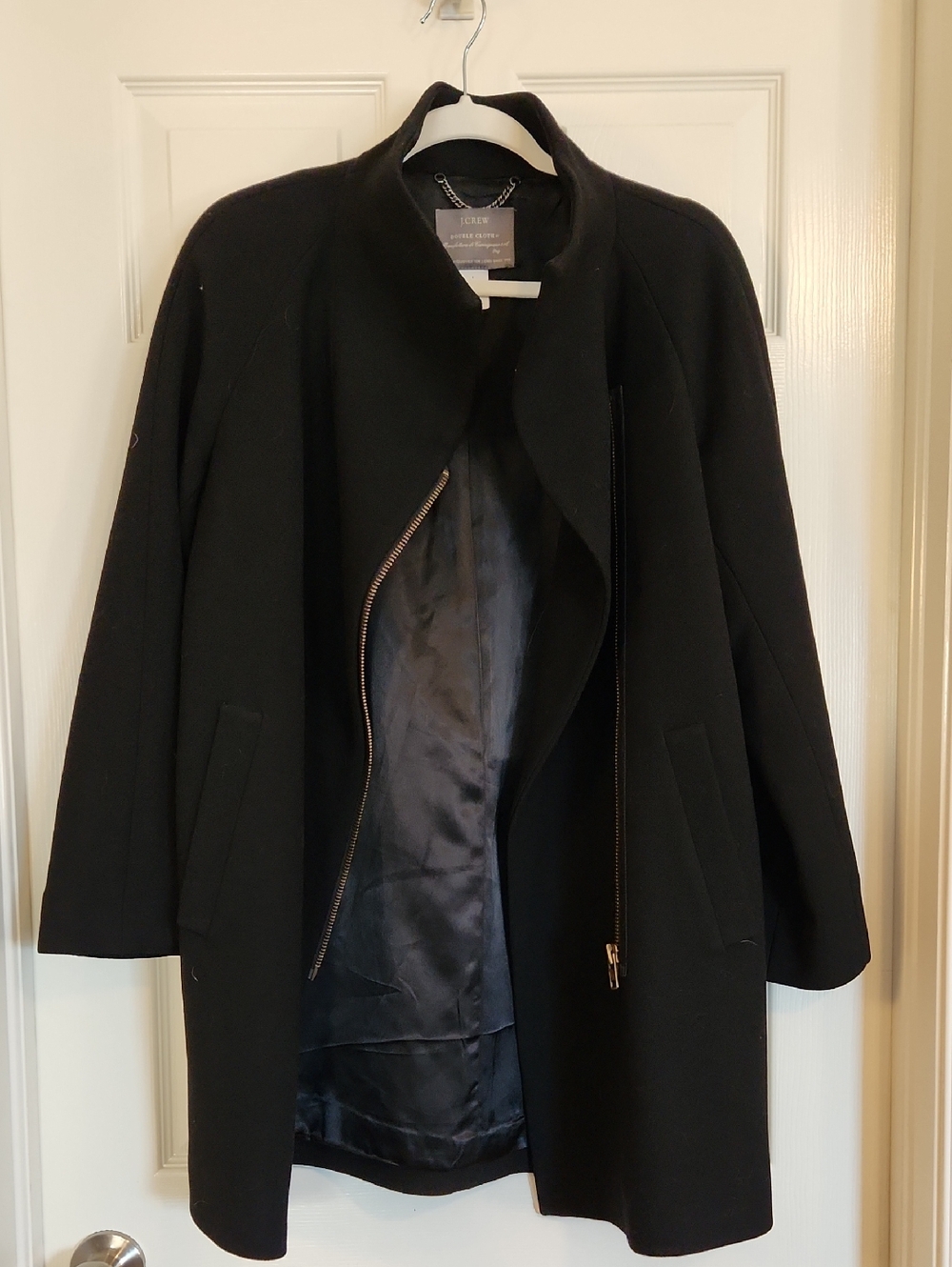 J. Crew Black Asymmetrical Zip Wool City Coat